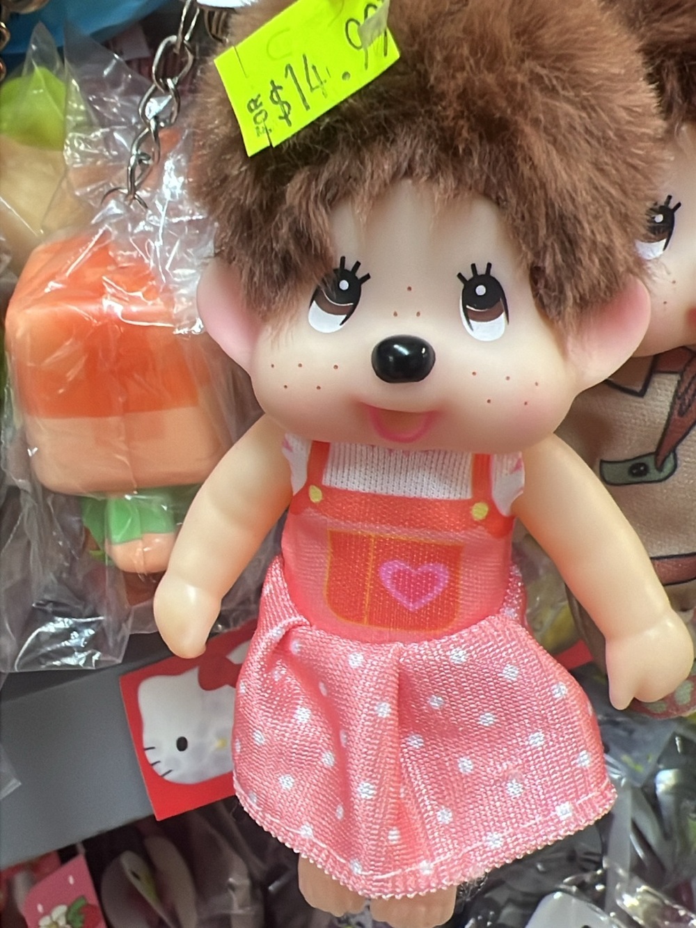 Plush Monchhichi-Style Pink Dress Doll - Kids Toy